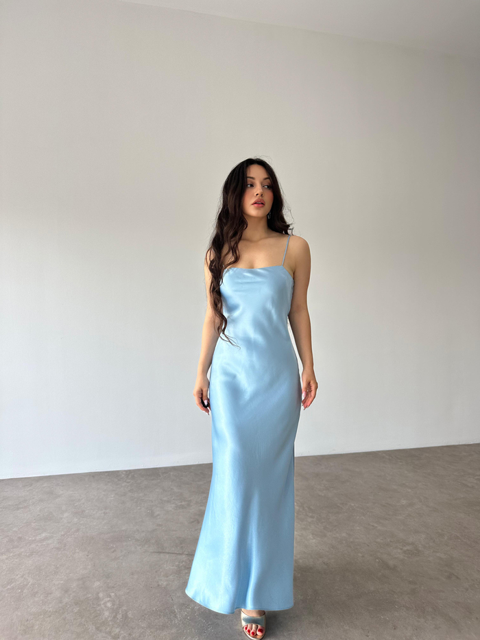 MNG Orj. İpek Saten Bebek Mavi Elbise