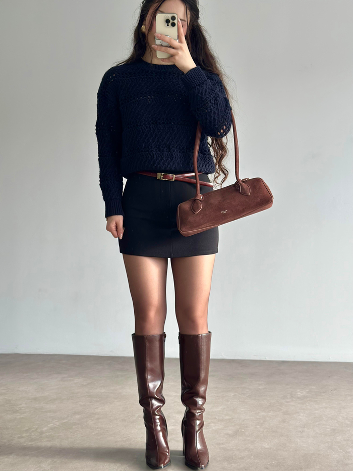 Mng Orj. Desenli Örgü Lacivert Kazak