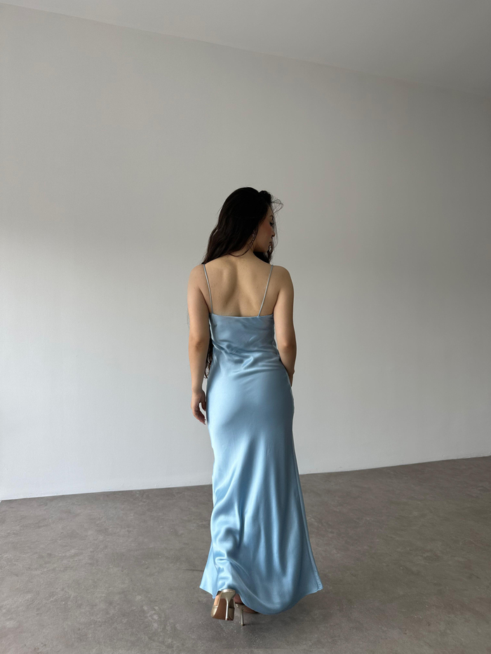 MNG Orj. İpek Saten Bebek Mavi Elbise