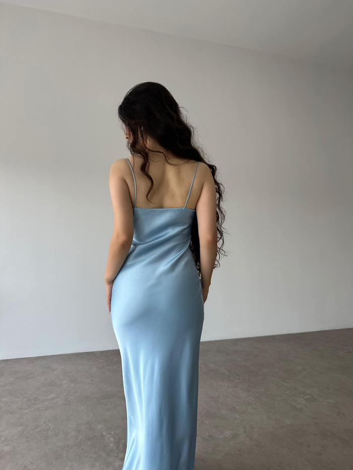 MNG Orj. İpek Saten Bebek Mavi Elbise