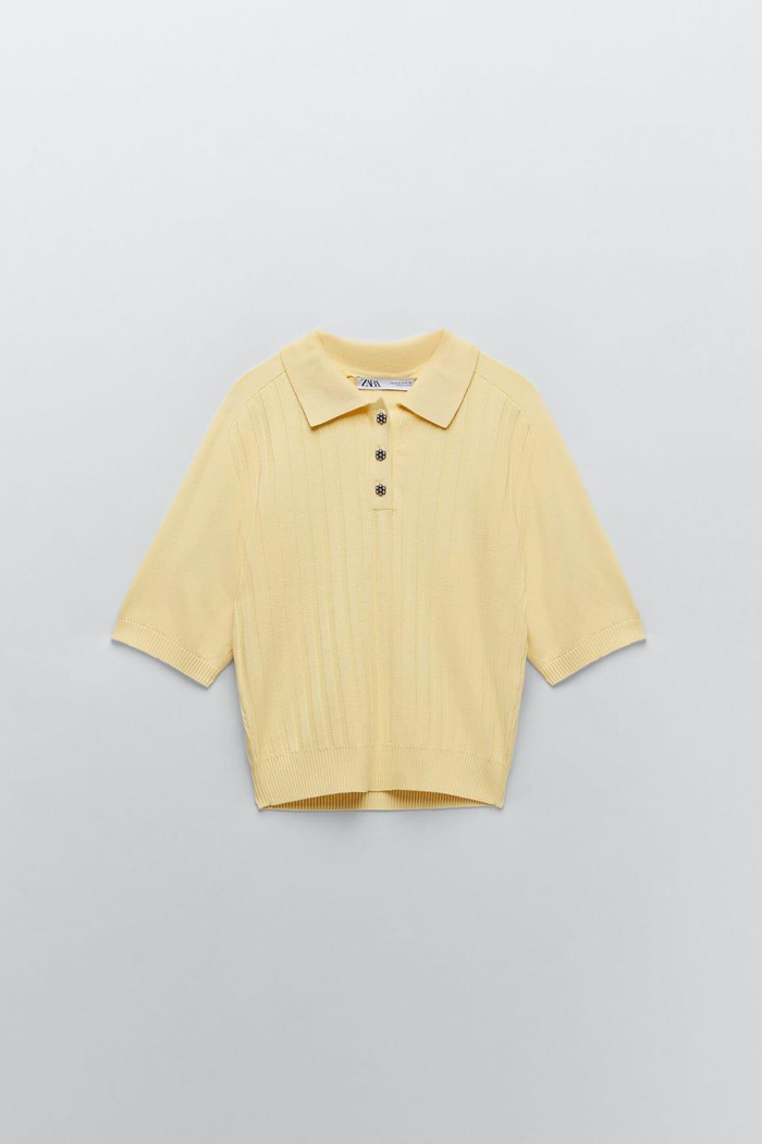 Orijinal Marka Çiçek Düğmeli Triko Üst