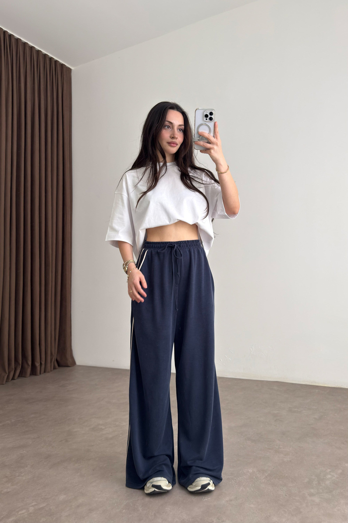 Oys. Modal Çizgili Lacivert Eşofman Altı