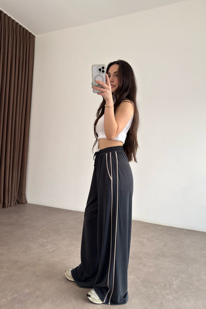 Oys. Modal Çizgili Antrasit Eşofman Altı