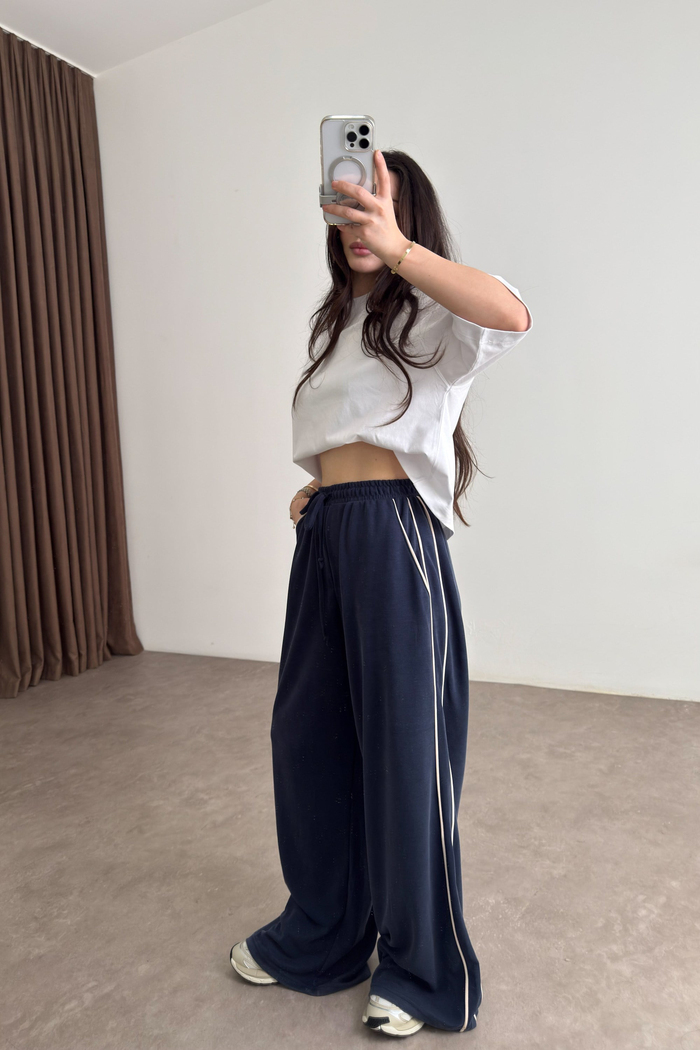 Oys. Modal Çizgili Lacivert Eşofman Altı