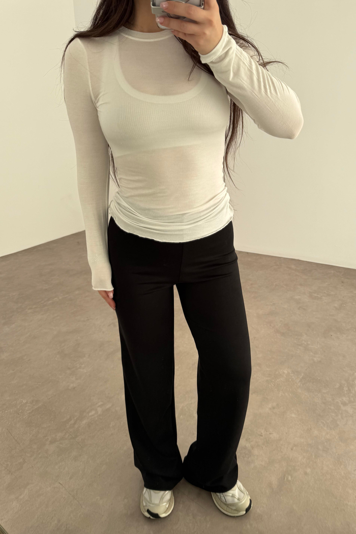 Oys. Modal Likralı Yüksek Belli Siyah Spor Pantolonu