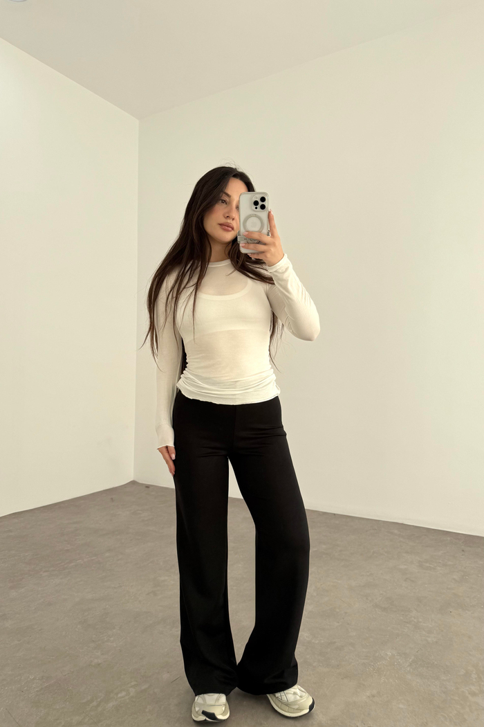 Oys. Modal Likralı Yüksek Belli Siyah Spor Pantolonu