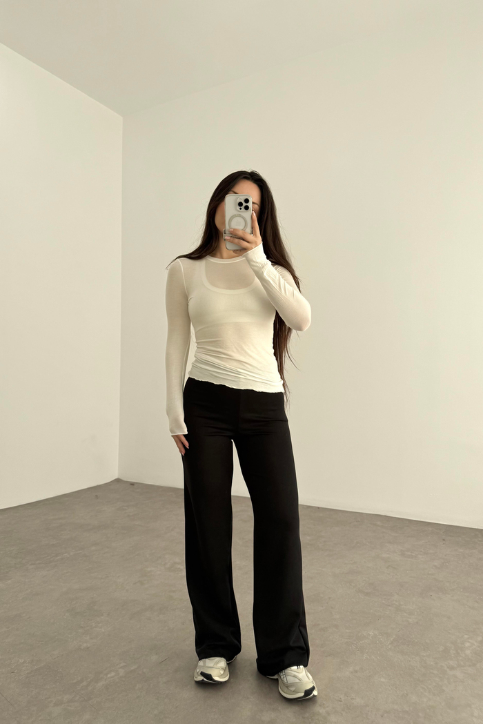 Oys. Modal Likralı Yüksek Belli Siyah Spor Pantolonu