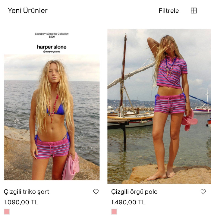 PB Orijinal Mavi Çizgili Pembe Merserize Örgü Takım