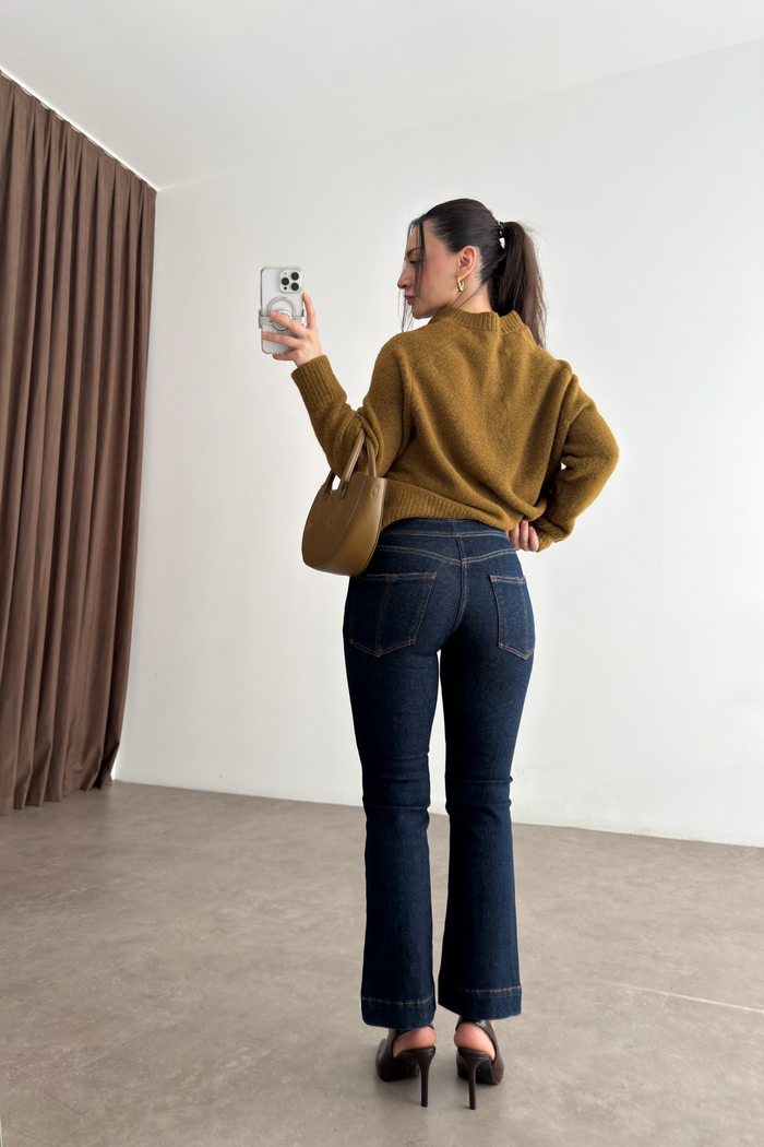 Pilcro Orj. Lacivert Bilek Flare Jean