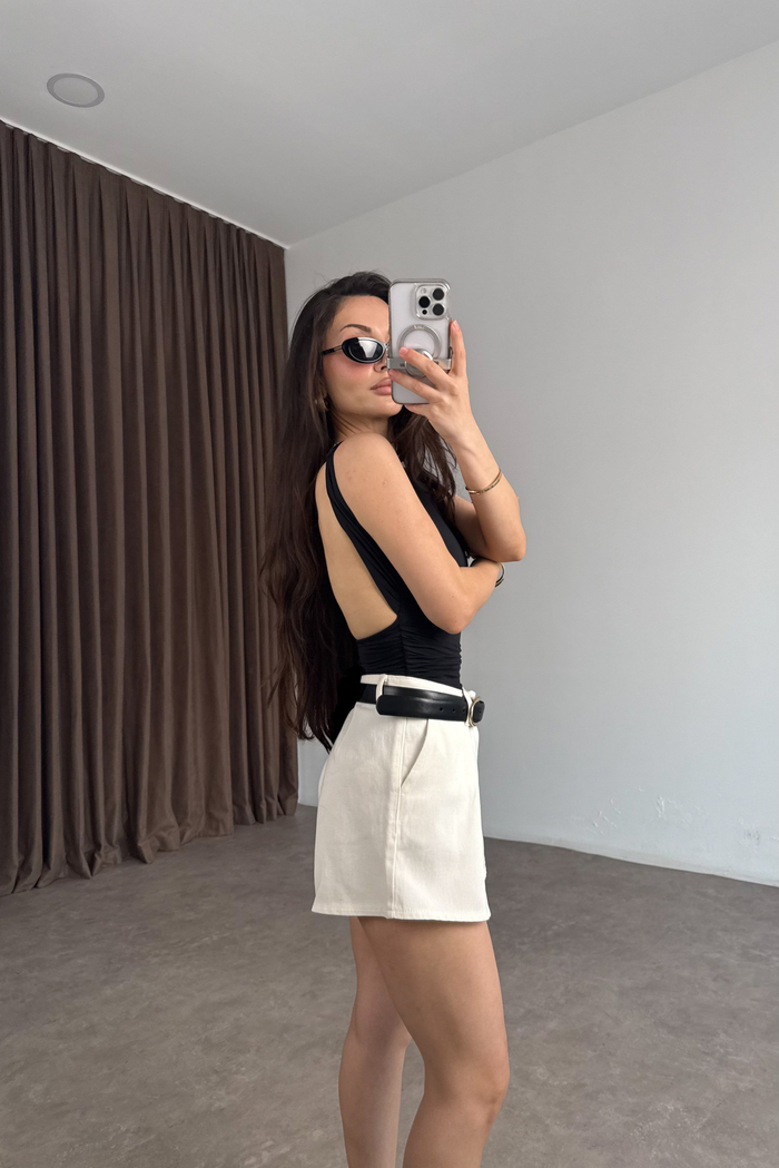 Premium Ekru Denim Şort