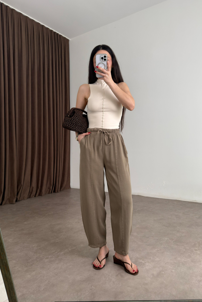 Premium Pamuk Tensel Khaki Şalvar Pantolon