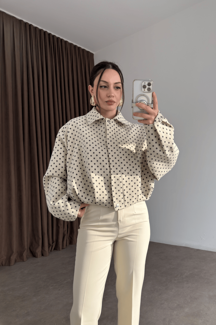 Premium Puantiyeli Bomber Ceket
