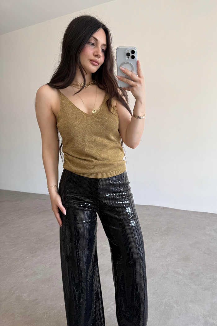 Premium Pullu Pantolon Siyah