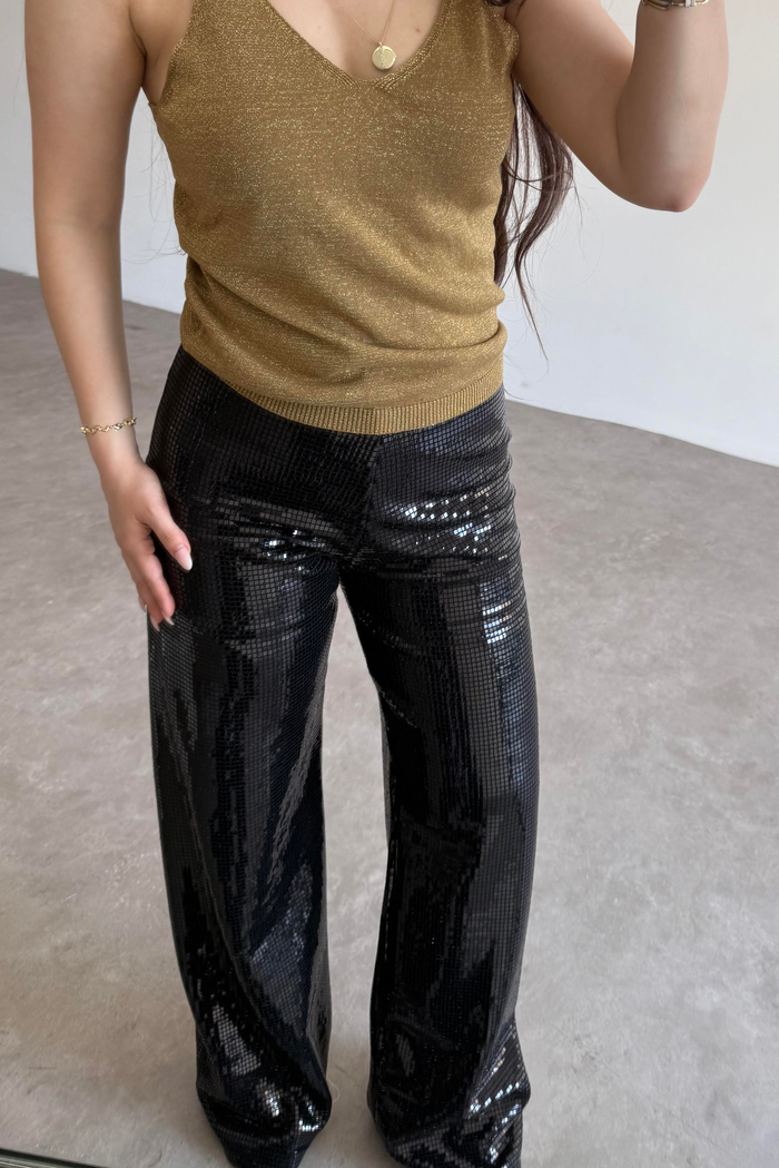 Premium Pullu Pantolon Siyah