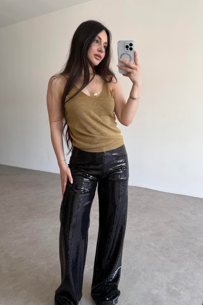 Premium Pullu Pantolon Siyah