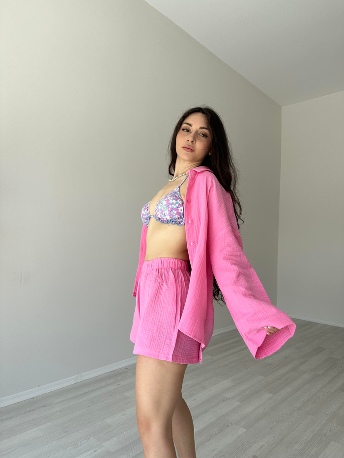 Premium Seri Pembe Müslin Takım