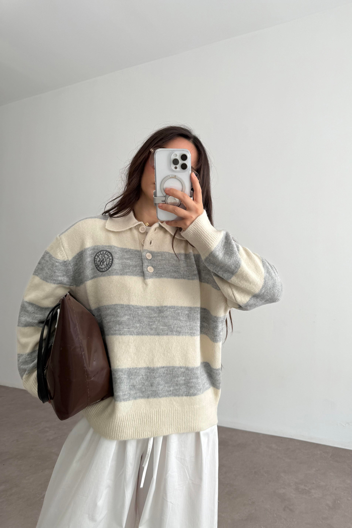 Strdvrs Orj. Polo Yaka Çizgili Kazak