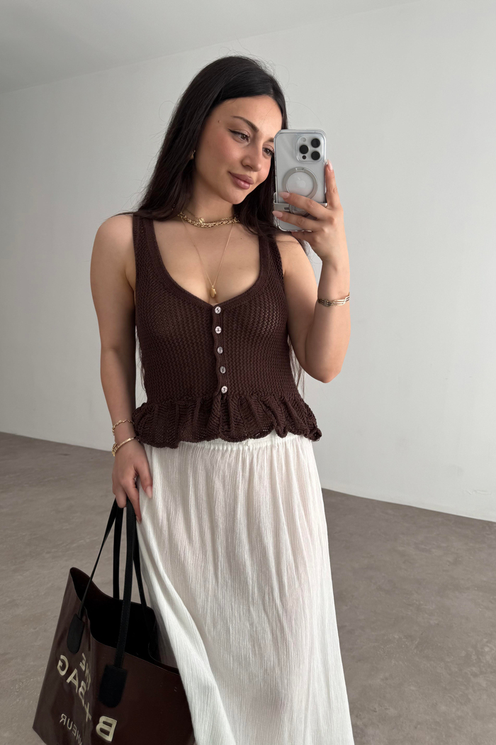 Strvdrs Orj. Fırfırlı Yelek Kahve