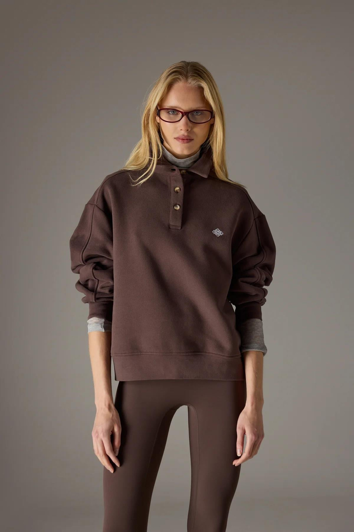 T.C.C Orijinal Premium Kahve Polo Yaka Sweatshirt