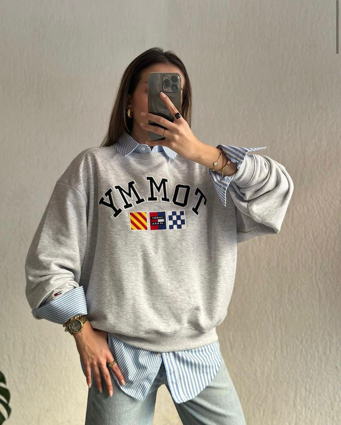 TH Orj. Nakışlı Gri Sweatshirt