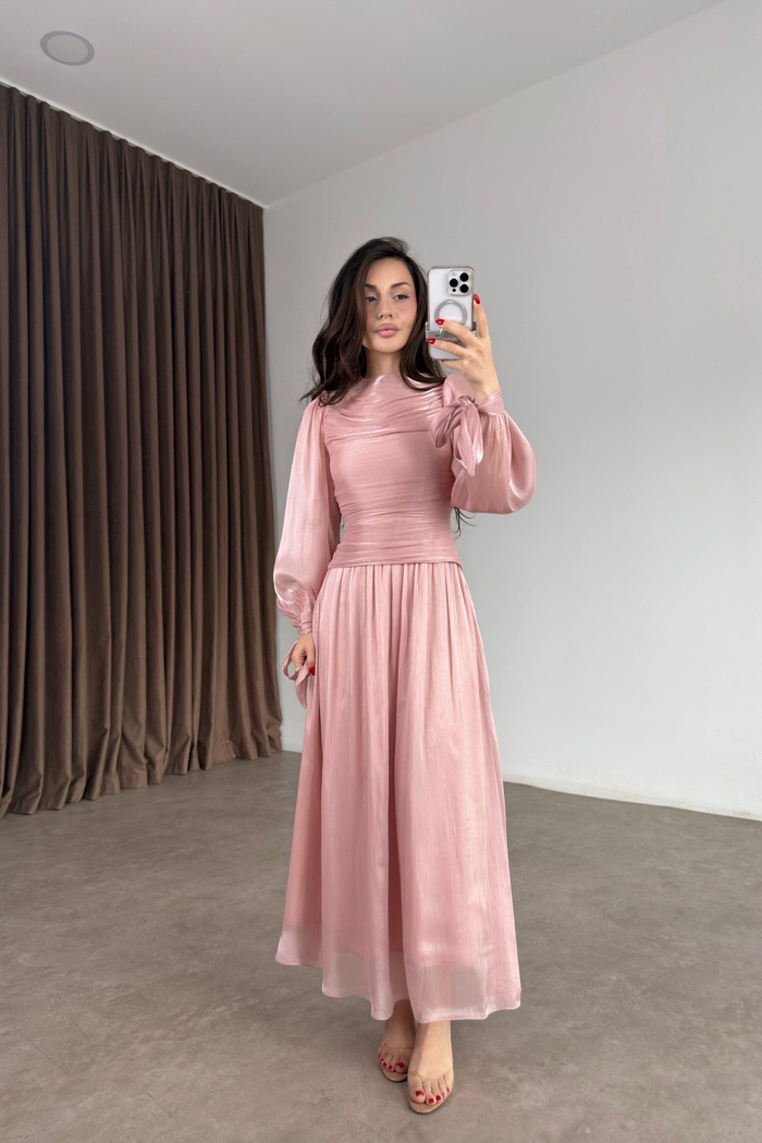 Valea Işıltılı Soft Pembe Elbise