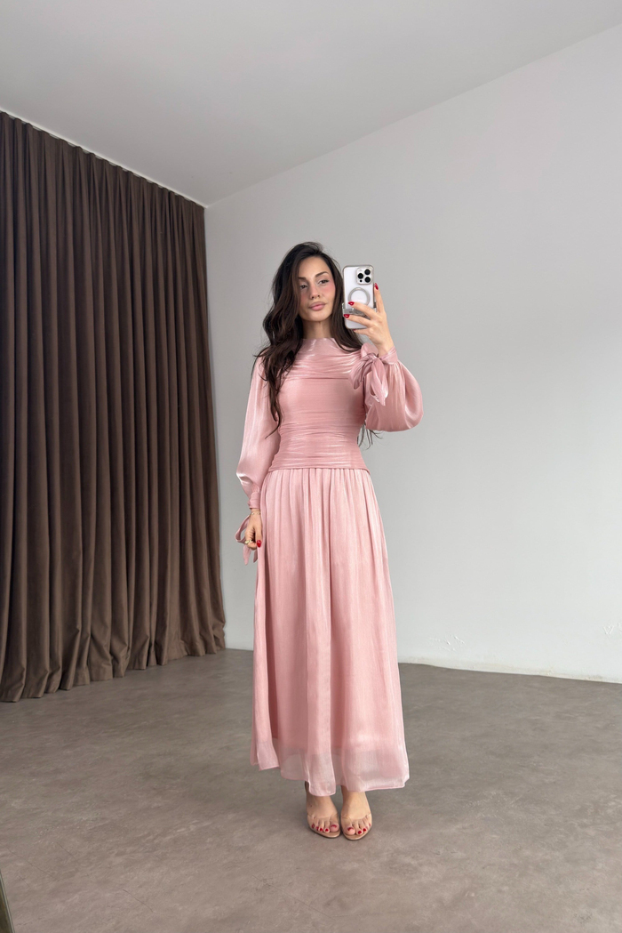 Valea Işıltılı Soft Pembe Elbise