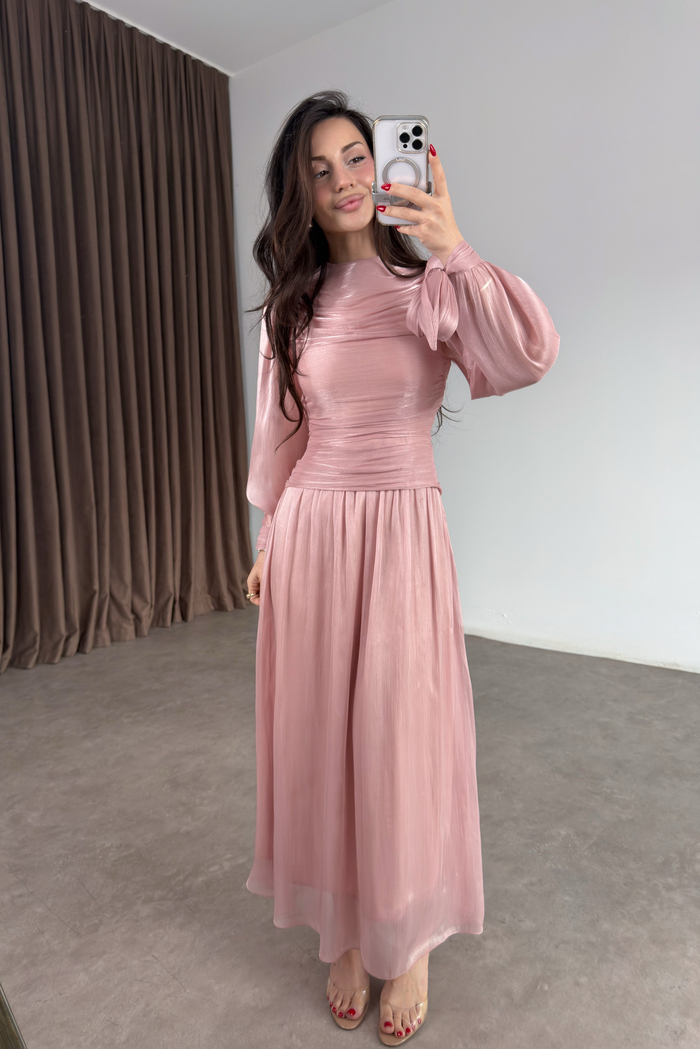Valea Işıltılı Soft Pembe Elbise