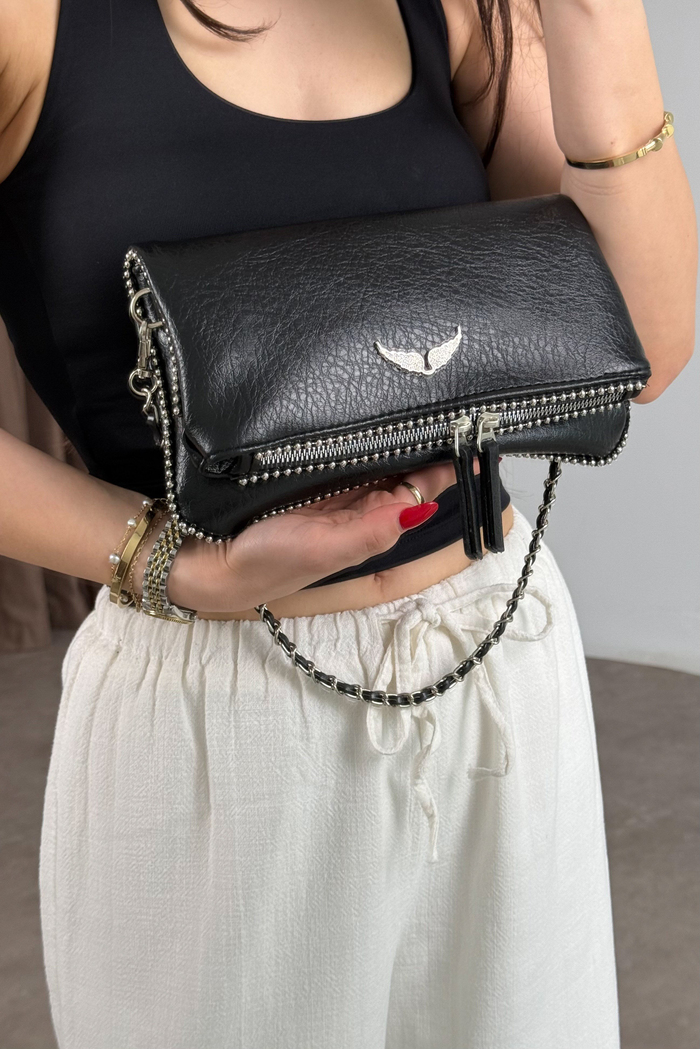 Zadig & Voltaıre Taşlı Siyah Cüzdan Çanta