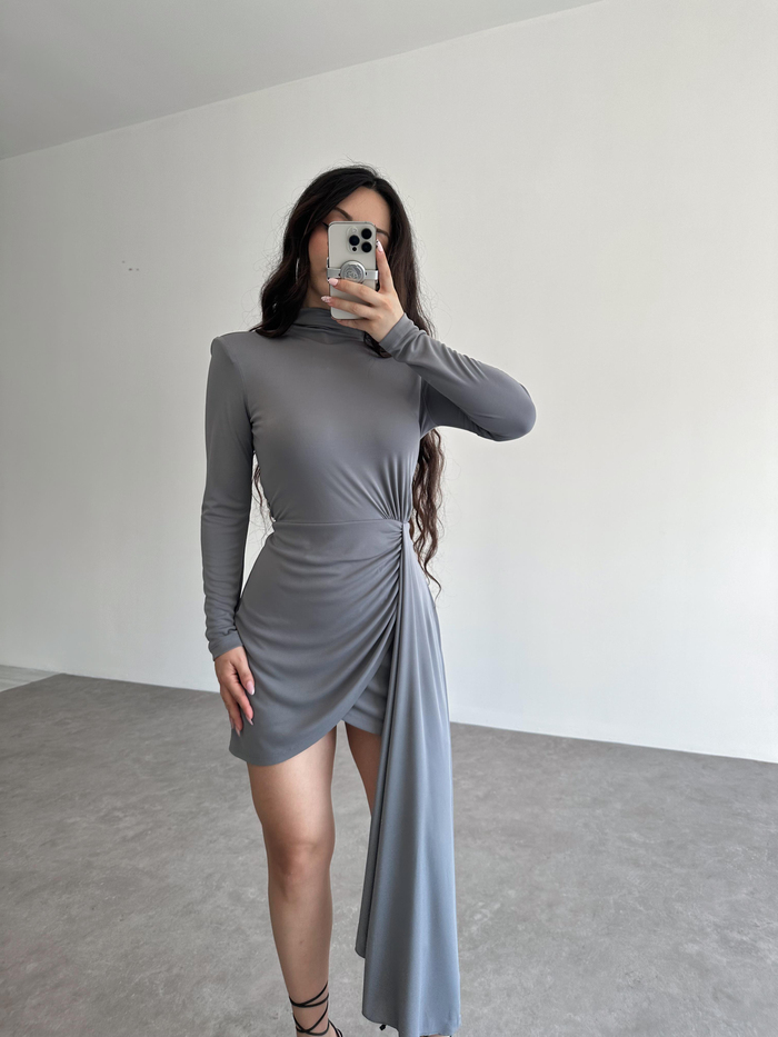 Zar Orj. Drapeli Gri Elbise