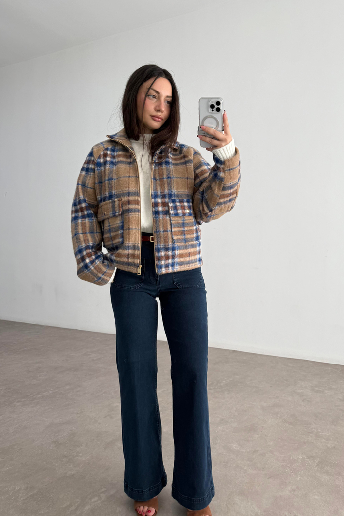 Zr. Kaşe Ekose Camel Ceket  