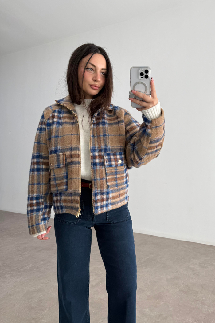 Zr. Kaşe Ekose Camel Ceket  