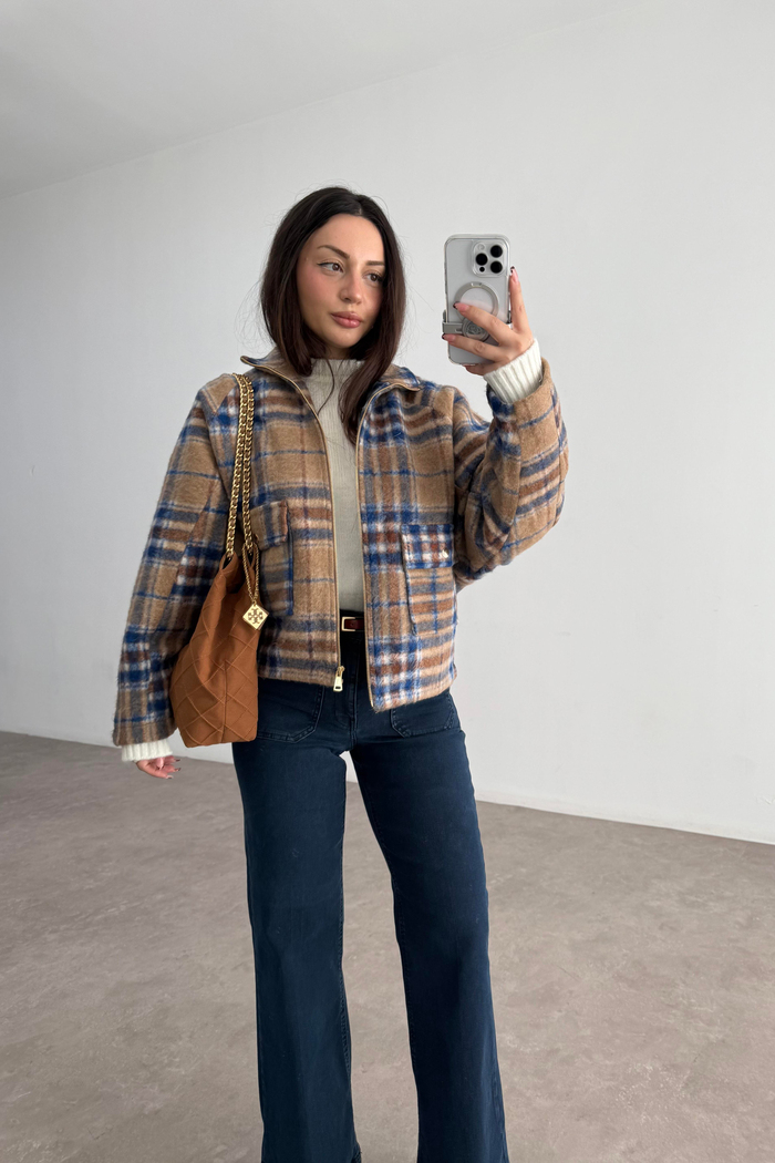 Zr. Kaşe Ekose Camel Ceket  