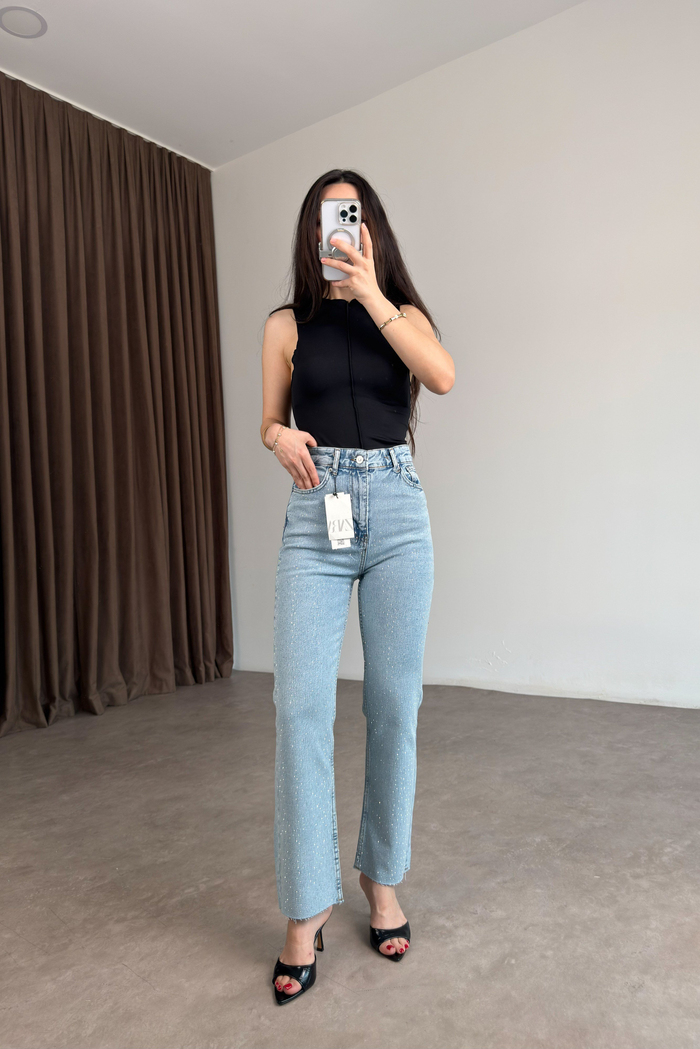 ZR Boyfit Dream Blue Taşlı Jean