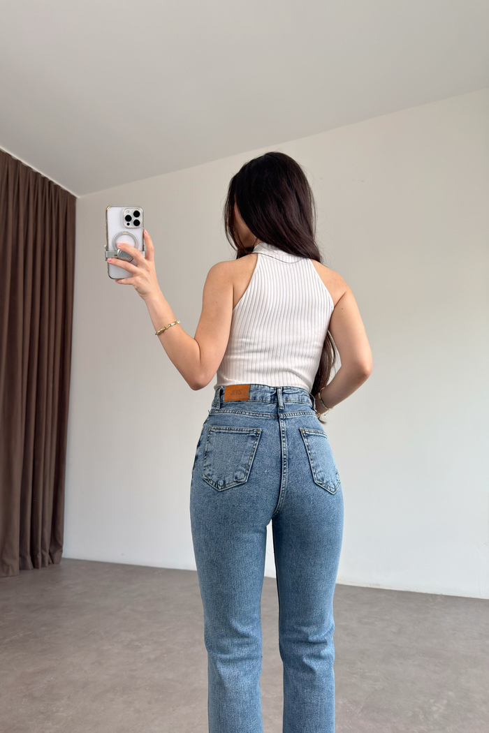 ZR Boyfit True Blue Taşlı Jean