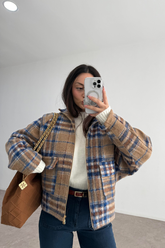 Zr. Kaşe Ekose Camel Ceket  