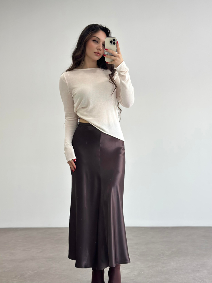 ZR Orij. Acı Kahve Midi Saten Etek