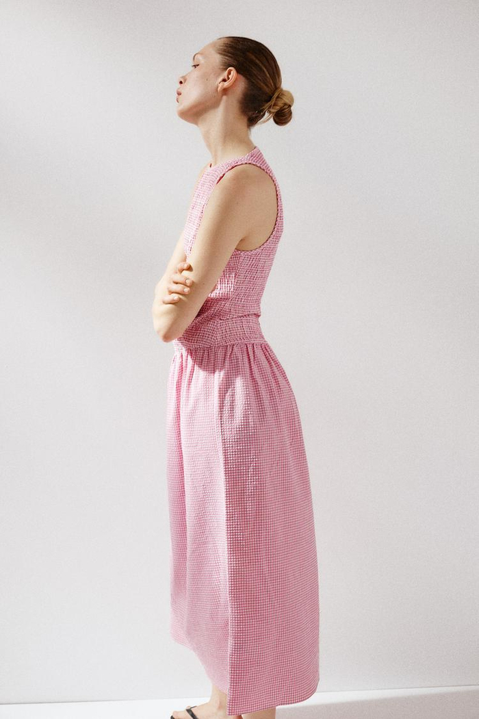 ZR Orj. Pötikare Pembe Midi Elbise 