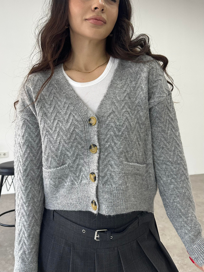 ZR Orj. Gri Desenli Hırka