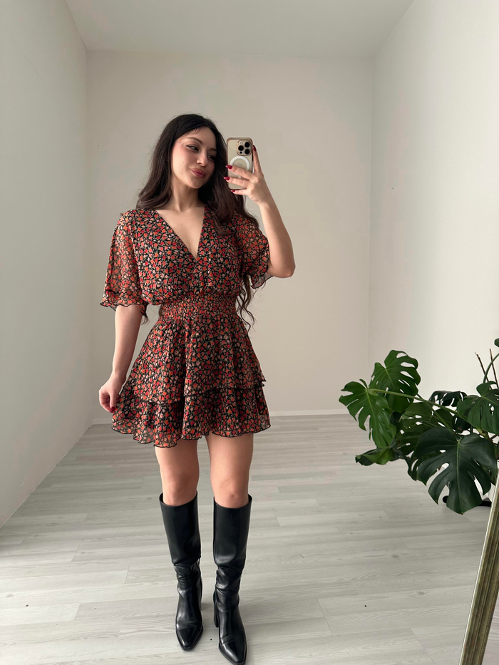 ZR Orj. Şifon Çiçekli Elbise