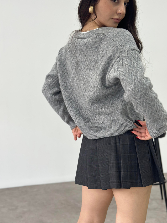 ZR Orj. Gri Desenli Hırka