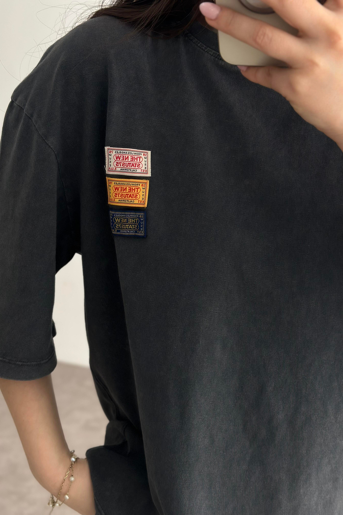 Zr Orj. Asit Yıkama Etiket Detaylı T-shirt