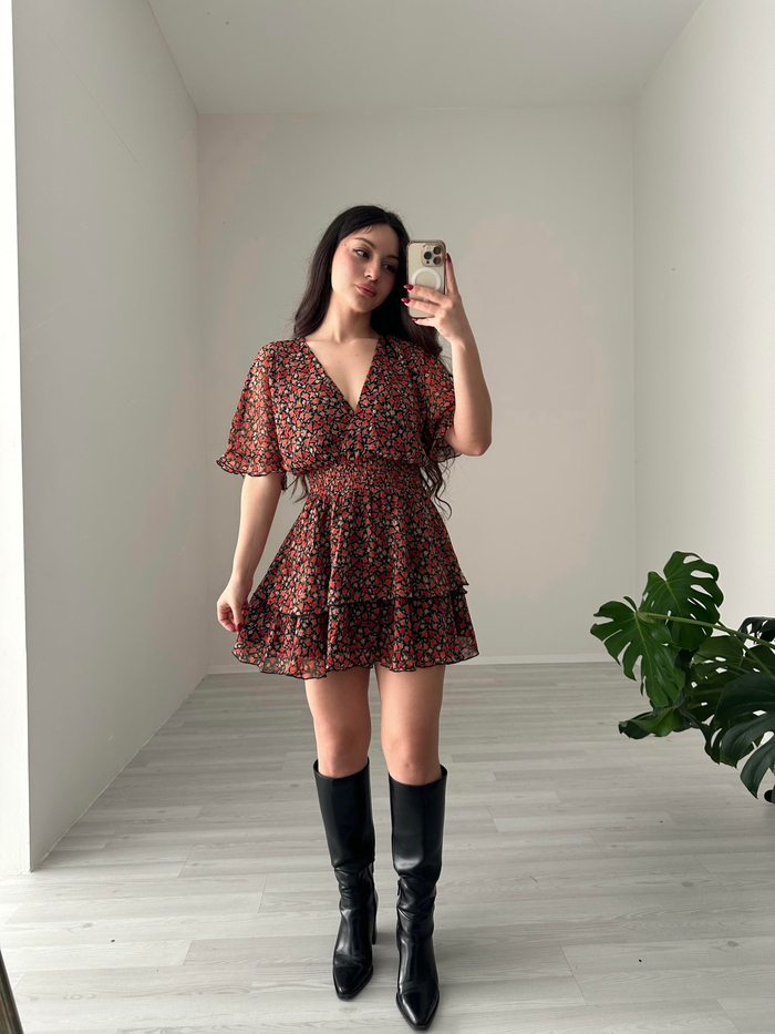 ZR Orj. Şifon Çiçekli Elbise