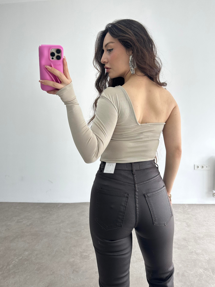 ZR Tek Kol Drapeli Buzzy Bluz Bej