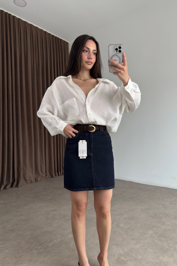 Zra Denim Lacivert Kısa Etek
