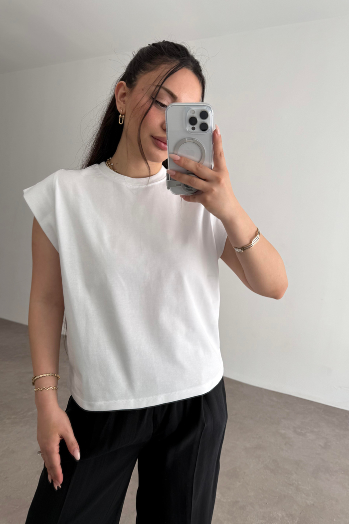 Zra Dik Kollu Basic T-shirt Beyaz