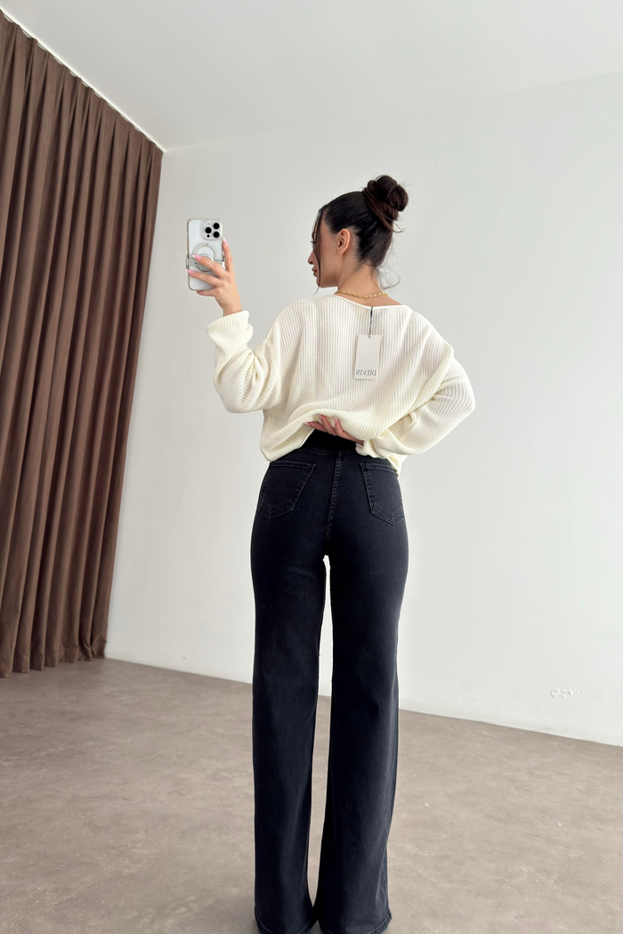 ZRA Dikişli Paça Straightleg Füme Jean 