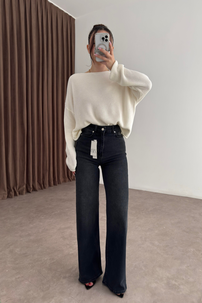 ZRA Dikişli Paça Straightleg Füme Jean 