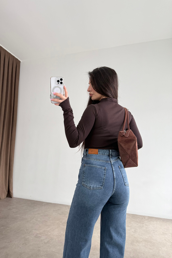 ZRA Dikişli Paça Straightleg OrtaMavi Jean 