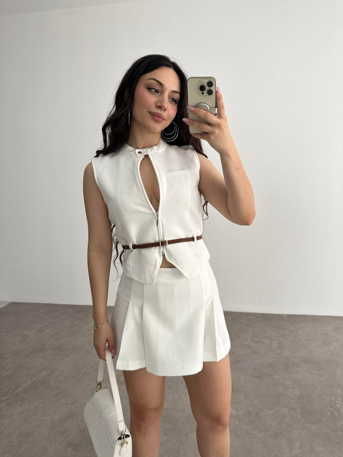 Zra model Beyaz Yelekli Takım