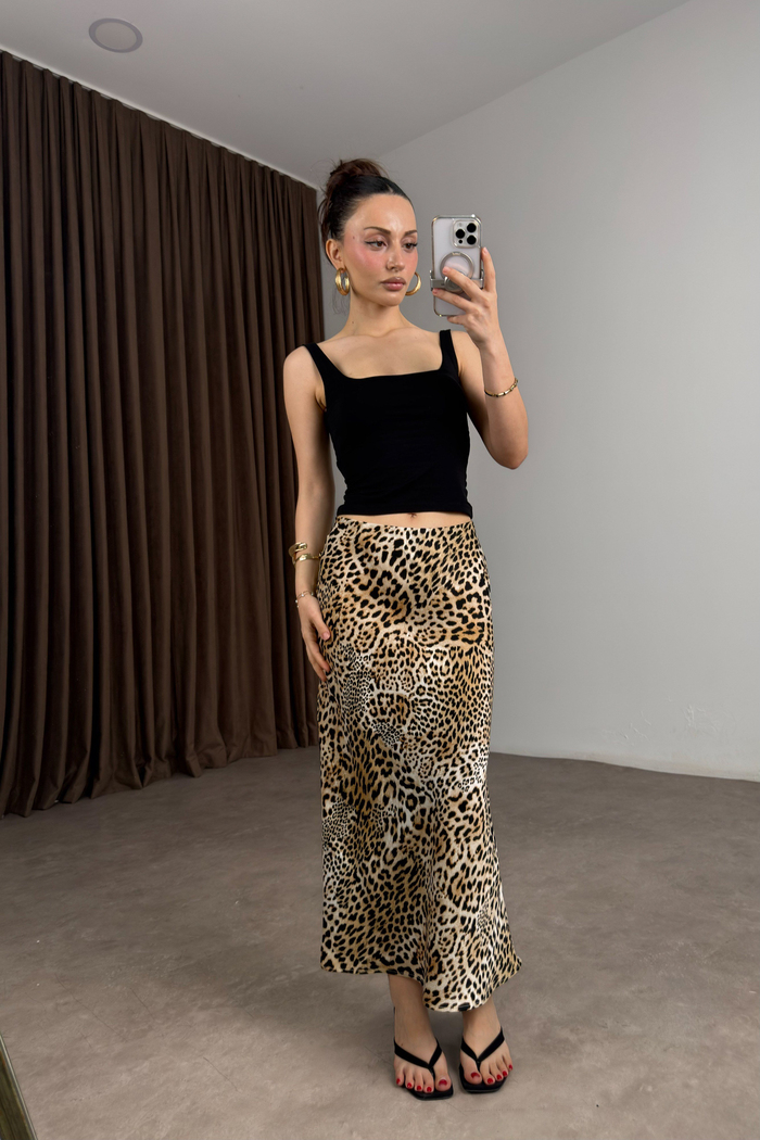 Zra Orijinal Leopar Midi Etek